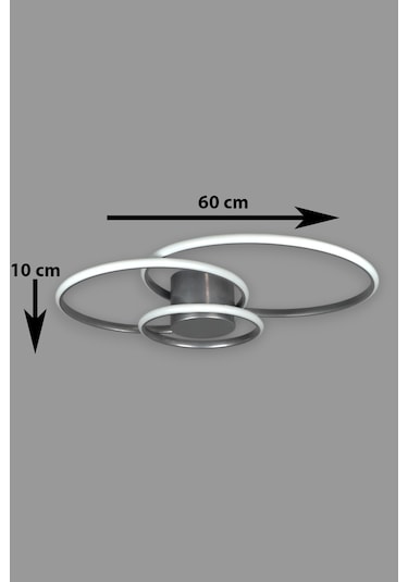 Sole Gri Renk Salon - Mutfak - Hol Beyaz Led 3 Lü Avize Gri