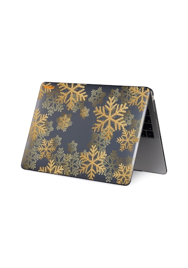 Macbook Air 13" A1932 /A2179 /A2337 Desenli Koruyucu Laptop Kılıf Altın Kar Tanesi
