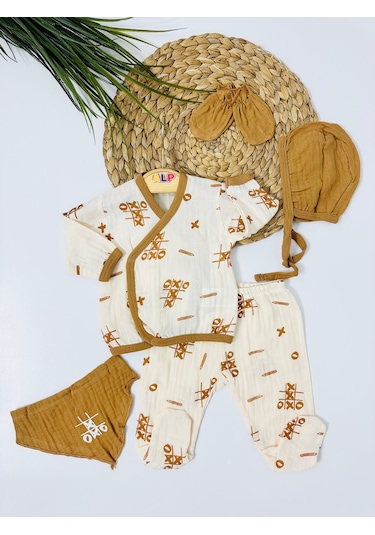 Kashi Müslin 5li Yenidoğan Set - Krem Krem