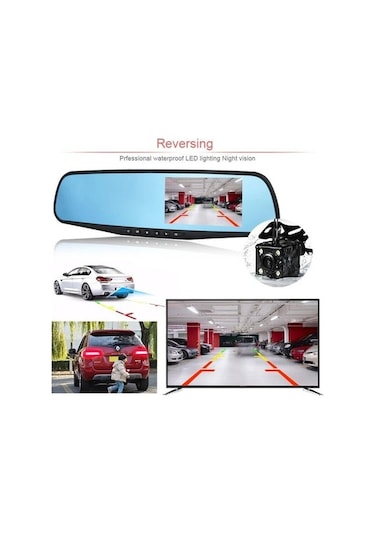 Trendooze Springsun 4.3 1080p Çift Lensli Araba Otomatik Dvr Dash Cam Video Kamera Kaydedici Dikiz Aynası Bf
