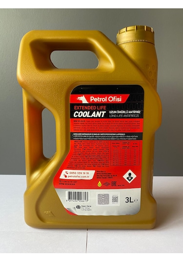 Petrol Ofisi Kırmızı Renk Organik Antifriz 3 Litre 09/2025 Üretim Kırmızı