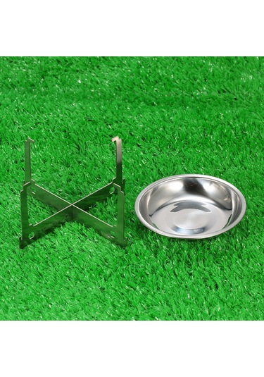 Mufunye Stainless Steel Mini Alkol Tepsisi İle Katlanabilir Tutucu, Ultralight, Kamp Ve Ev Kullanıma İdeal, 40ml Kapasite Gümüş