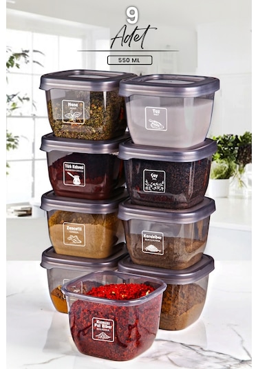 KitchenLife Avantajlı Gold Etiketli Boly Kare Saklama Kabı Seti 9'Lu 550 ML