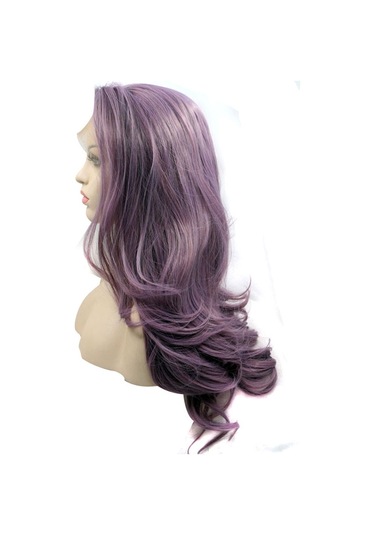 Mor Büyük Dalgalı Uzun Kıvırcık Kadın Peruk