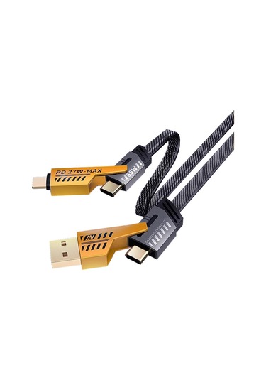 Geeksen Metal 4'ü 1 Arada Hızlı Şarj Kablosu 65w Mekanik Kablo Pd Hızlı Şarj 2'den