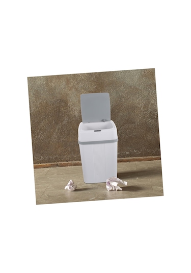 Qianfan Akıllı Çöp Tenekesi Otomatik Sensör Ev Yatak Odası Süt Beyazı