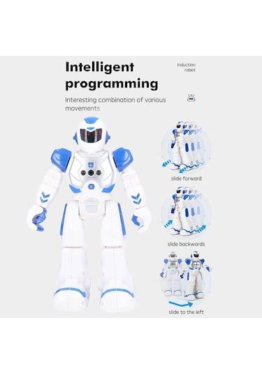 Uzaktan Kumandalı Şarjlı Hareket Sensörlü Çok Fonksiyonlu Işıklı Sesli Akıllı Robot Oyuncak Robot