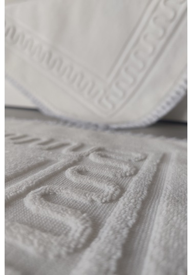 2'li Püsküllü Ayak Havlusu-%100 Pamuk-50x70 Cm Ekru