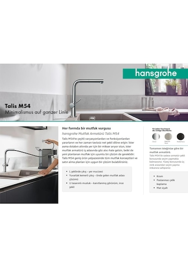Hansgrohe Talis M54 270 Spiralli 1 Jet Eviye Bataryası + Sbox 72809000