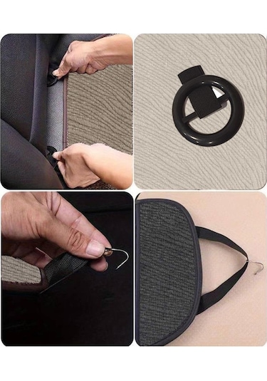 Bod Vodina Serisi Tay Tüyü Cepli Oto Koltuk Minder Seti Koltuk Koruma Kılıfı Ön Arka Set Gri