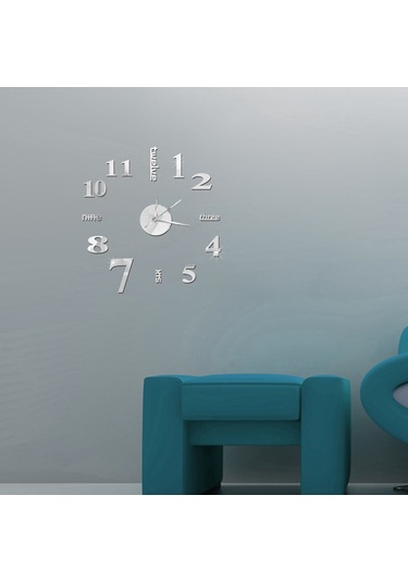 Reedark Gümüş Akrilik Dıy Duvar Saati - Sessiz Hareketli, Konforlu Yatak Odası Ve Oturma Odası Dekoru Pil Dahil Değil Gümüş