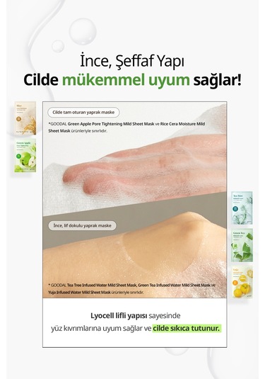 Yeşil Elma İçerikli Yaprak Maske Goodal Green Apple Pore Tightening Mild Sheet Mask