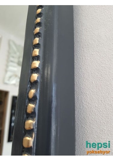 Matmazel Model Antrasit Altın Renk Varaklı Boy Aynası