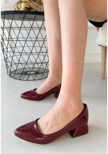 Desniy Bordo Rugan Topuklu Ayakkabı Bordo