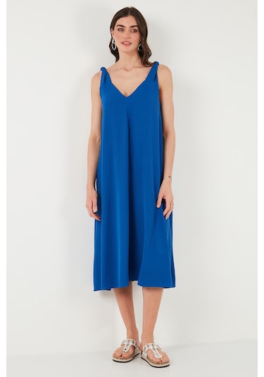 Lela Oversize Fit V Yaka Midi Boy Basic Bayan Elbise 6788688 Saks