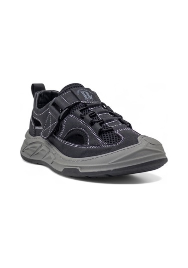 Voyager E098 Hakiki Deri Erkek Sandalet Siyah