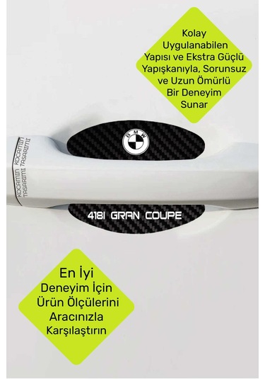 Bmw 418i Gran Coupe İçin Karbon Çizik Önleyici Özel Tasarım Şık Kapı İçi Folyo Seti 418i Gran Coupe Yazılı 4 Adet