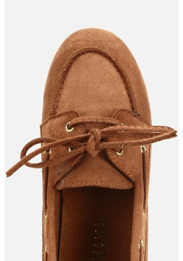 Yaya Kadın Taba Süet Bağcık Detaylı Loafer
