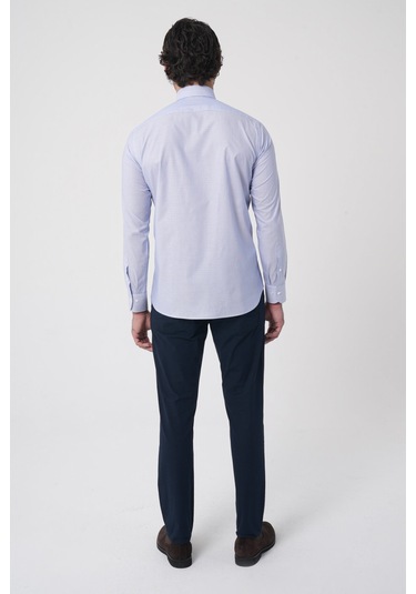 Bisse Erkek Regular Fit Uzun Kollu İtalyan Yaka Mavi Gömlek Gmkls252006 E35 Mavi