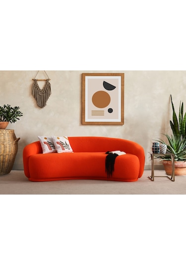 Riva Fasülse Koltuk 3 Lü Kanepe Turuncu