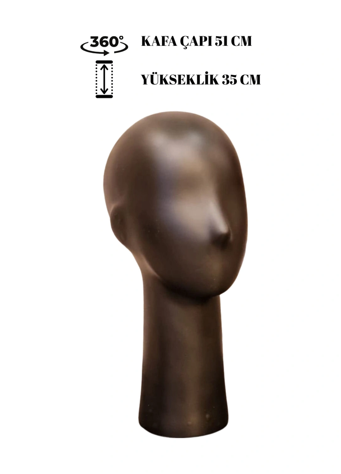 Polyester Kafa Mankeni Siyah Şapka Peruk Aksesuar Sergileme Mağaza Vitrin Mankeni