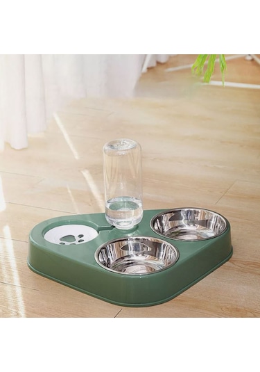 Monozone 3in1 Kedi Köpek Paslanmaz Çelik Mama Su Kabı