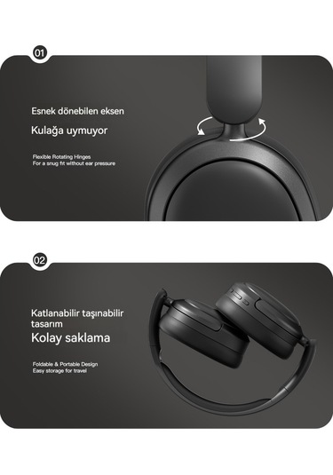 Aurora Bluetooth Kulaklıklar Kablosuz Oyun Kulaklısı Gürültü Önleme Kulaklıkları-siyah