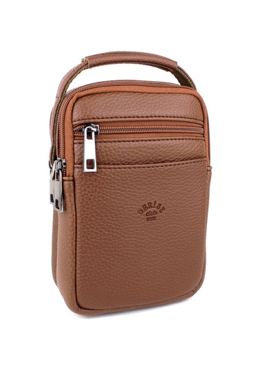 Erkek Taba Çok Cepli Askılı El Ve Omuz Çantası Taba