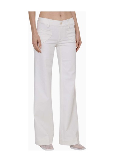 Alice And Olivia Slay Heart Cepli Düz Paça Pantolon Bej