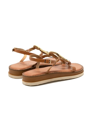 146 Camel Sandalet Kadın 26035 Myconian 2025 Greek Sandal Camel