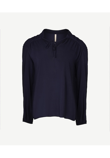 Yargıcı Önü Bağlamalı Bluz Lacivert