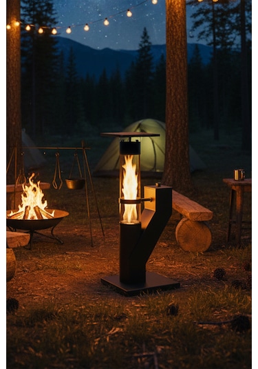 Outdoor Mini Cam Portatif Pelet Kamp Sobası Bahçe Teras - Pürmüz&pelet Hediyeli