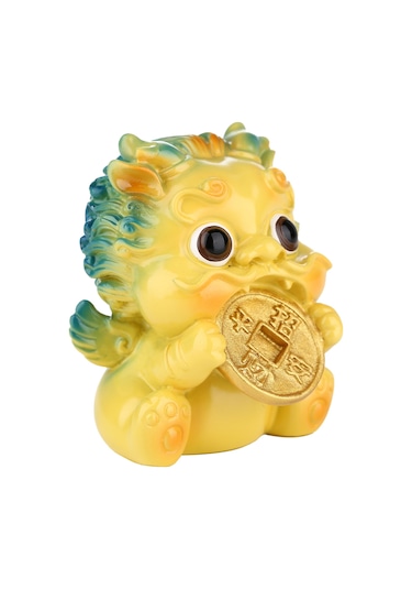 Neevoyu Küçük Sarı Pixiu Reçine Figürü - Para Ve Şans Simgesi, Masaüstü, Otomobil Dekorasyonu, Hediye Özel