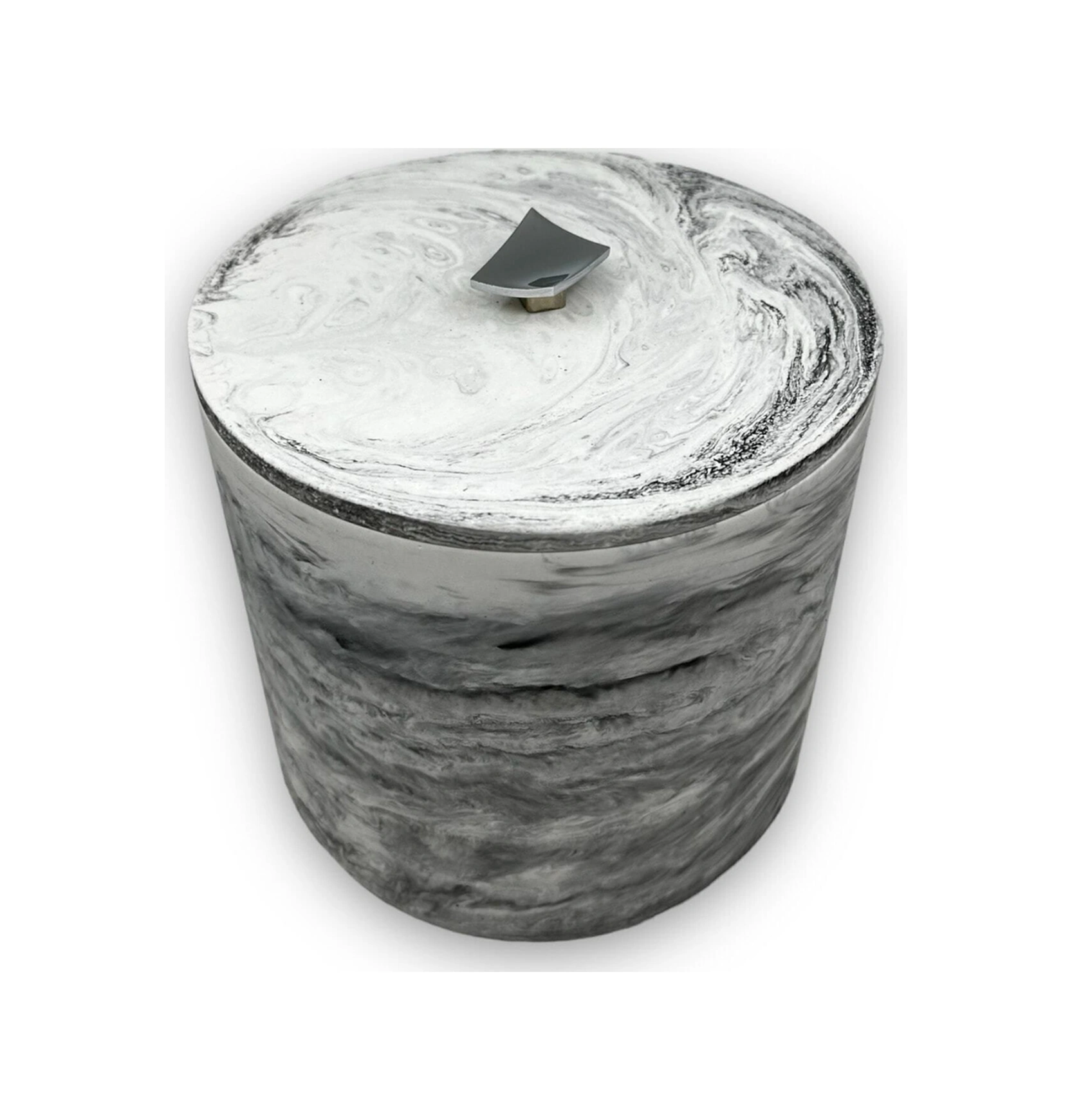Mermer Desenli Beton Çöp Kovası Banyo Mutfak Tuvalet Wc 18 Cm 4 Litre Gri