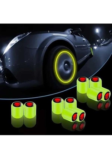 Fastbuy Turcoshop11 4 Parça Sarı Evrensel Kırmızı Kafatası Desenli Oto Valf Kapağı