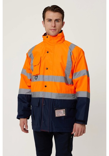 Eradium 5n1 Reflektörlü İş Güvenliği Parkası F.turuncu-lacivert