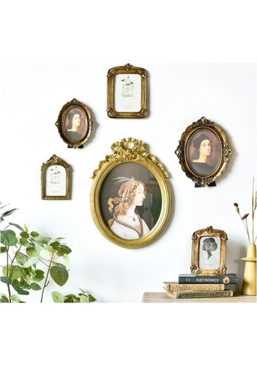 Tongxida Retro Ahşap Ev Dekor Çerçeveleri, 6 İnç Oval