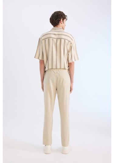 DeFacto %100 Pamuk Keten Görünümlü Yazlık Jogger Pantolon - Dar Paça Beli Bağcıklı Lastikli Cepli Z6475AZ25SPBG700 DeFacto %100 Pamuk Keten Görünümlü Yazlık Jogger Pantolon - Dar Paça Beli Bağcıklı Lastikli Cepli Z6475AZ25SPBG700