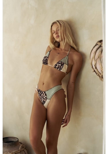 Mai Collection Mai Studios Co. Adira Çift Desen Yeşil Bikini Üstü Yeşil