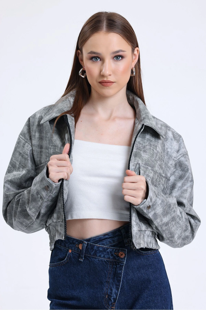 Kadın Deri Oversize Astarlı Kol Çıt Çıt Düğmeli Deri Mont Fermuar Kapamalı Kolej Mont Gri Gri Kadın Deri Oversize Astarlı Kol Çıt Çıt Düğmeli Deri Mont Fermuar Kapamalı Kolej Mont Gri Gri