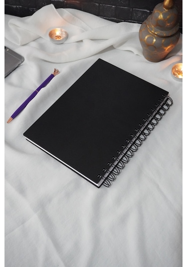 Mustafa Kemal Atatürk Siyah Ahşap Kapaklı Defter - Günlük - Çizgisiz Defter - A5 Notebook