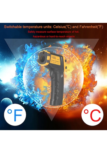 Xindoker Endüstriyel El Tipi Kızılötesi Sıcaklık Ölçer -50 390 C, Dokunmadan Hızlı Ölçüm, 12:1 Mesafe-oran, 500ms Yanıt Süresi, Pil Dahil Değil Ae320