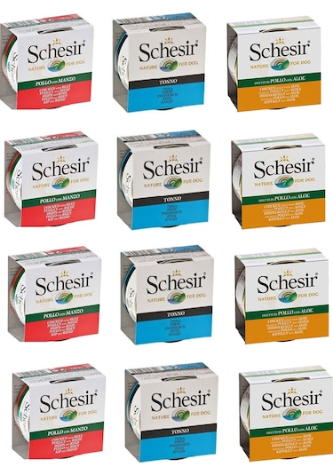 Schesir 3 Çeşit Karma Köpek Konservesi 12 x 150 G