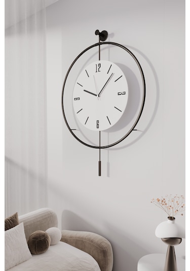 MetaQuartz Aksesuar (Büyük Boy-50*75 cm) Blackfred  -Pilli Led 3 Adet Pil - Modern Duvar Saati