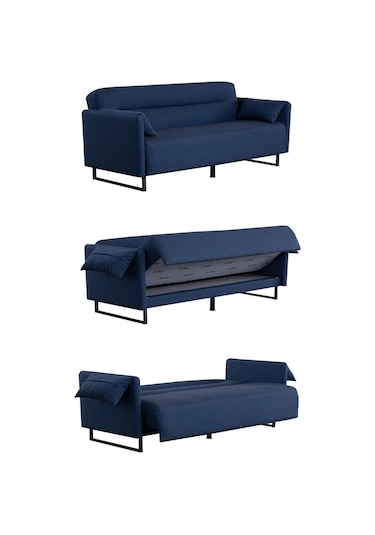 Kilim Mobilya Odin Üç Kişilik Yüksek Ayaklı Koltuk-kanepe Mavi