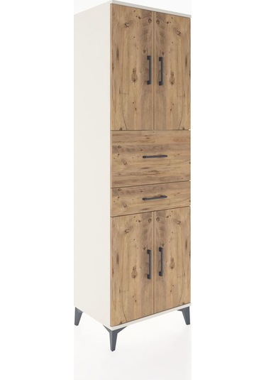 Hyperion Dolap 4 Raflı 2 Çekmeceli 4 Kapaklı 60x44x195 Aytaşı-çam Antrasit