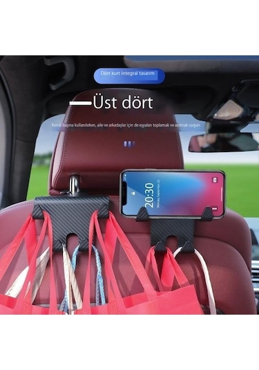Joyhub Araba Kancası Asılı Koltuk Arkası Dört Kancalı Cep Telefonu Tutucusu Kırmızı - Siyah Var Direksiyon 568qnw