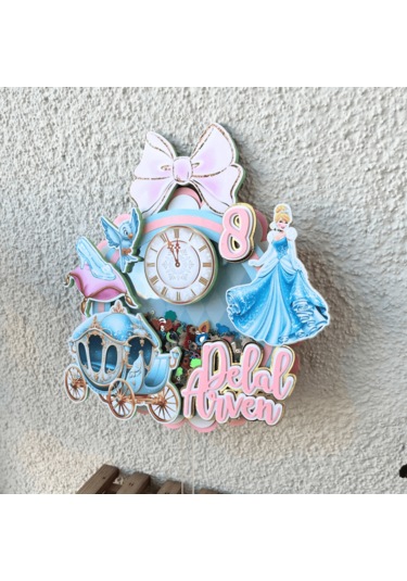 Sindirella Temalı Kız Çocuk Doğum Günü İsme Özel 3d Pasta Parti Süsü Cinderella Cake Topper Çocuk