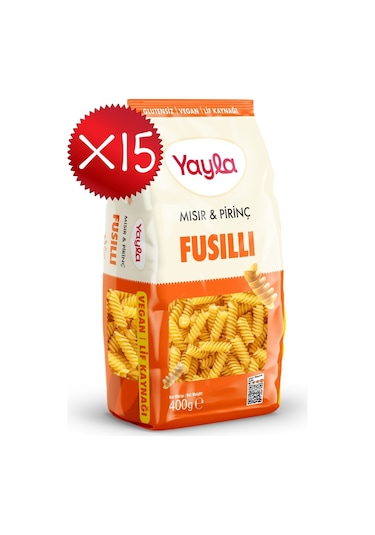 Yayla Mısır Ve Pirinç Fusilli Makarna 400 G X15