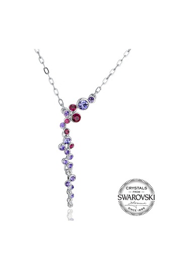 Monemel Pembe-mor Swarovski Taşlı Mini Su Yolu Kolye Altın Kaplama N0158 Gümüş - Rodyum